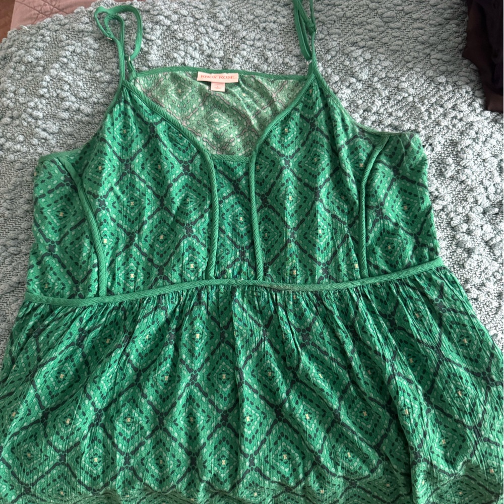 Knox Rose Teal and Gray Patterned Top